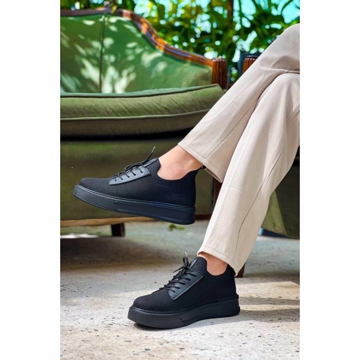 KB-116 Kuback Siyah Siyah Taban Bağcıklı Triko Günlük Erkek Ayakkabı