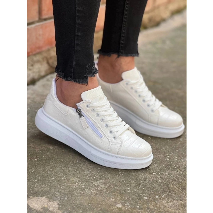 KB-309  Kuback Beyaz Fermuar Ve Bağcıklı  Günlük Erkek  Ayakkabı