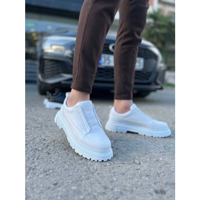 KB-703 Kuback Beyaz Cilt Lastikli Günlük Erkek Ayakkabı