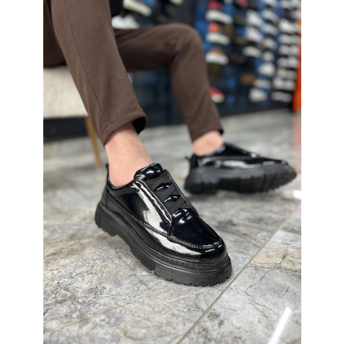 KB-703 Kuback Kömür Rugan Lastikli Günlük Erkek Ayakkabı