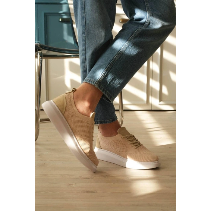 KB-M101 Kuback Bej Triko Bağcıklı Günlük Erkek Ayakkabı