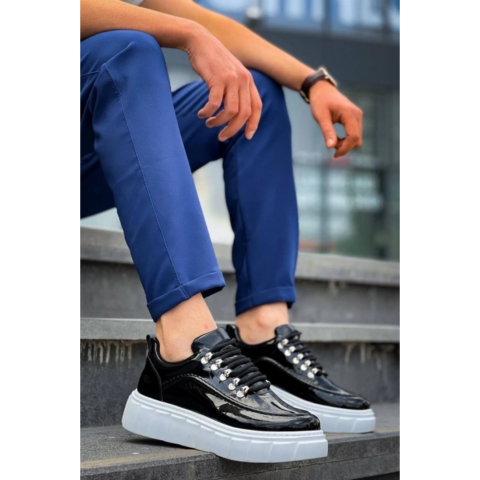 KB-X10 Kuback Siyah Rugan Beyaz Yüksek Taban Günlük Spor Ayakkabı