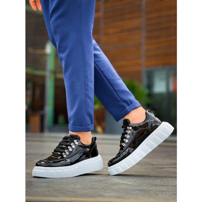 KB-X10 Kuback Siyah Rugan Beyaz Yüksek Taban Günlük Spor Ayakkabı