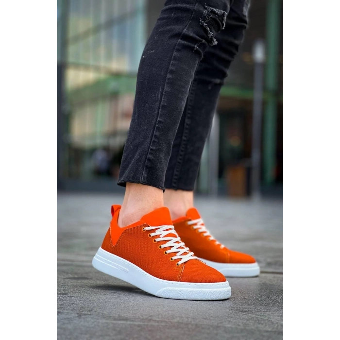 KB-X204 Kuback Turuncu Keten Beyaz Yüksek Taban Günlük Erkek Spor Ayakkabı