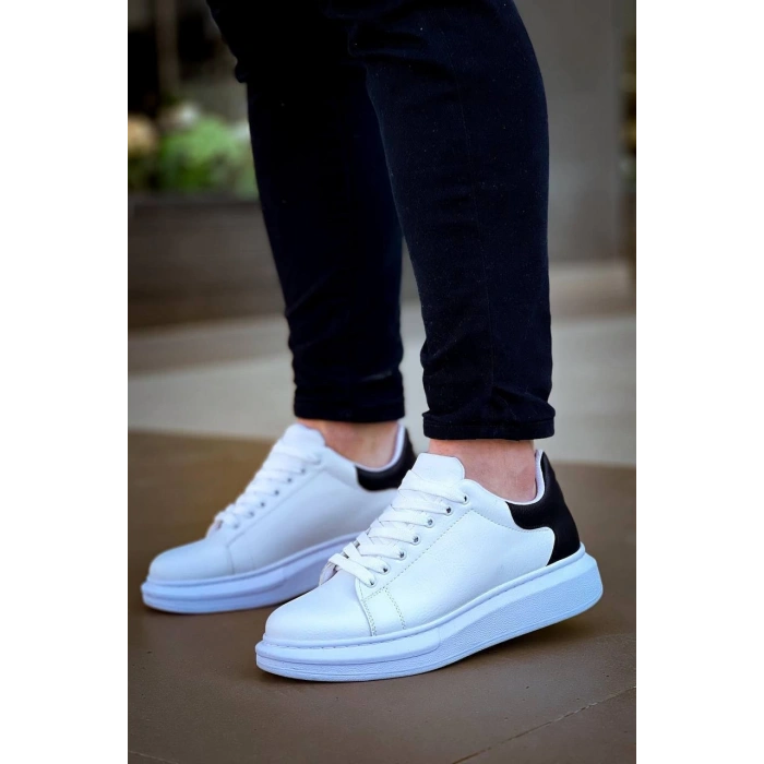 KB-X500  Kuback Bağcıklı Beyaz Siyah  Günlük Erkek Ayakkabı