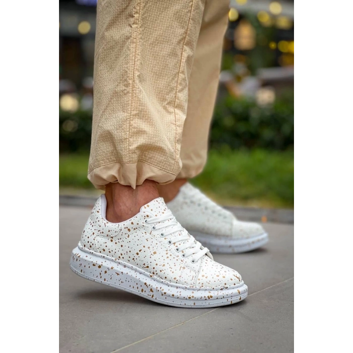 KB-X500  Kuback Beyaz Gold  Bağcıklı  Günlük Erkek  Ayakkabı