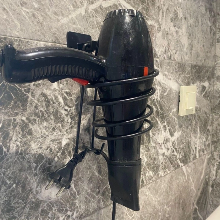 Kendiliğinden Yapışkanlı Siyah Paslanmaz Metal Fön Makinesi Askısı Saç Kurutma Makinesi Tutacağı (4940)