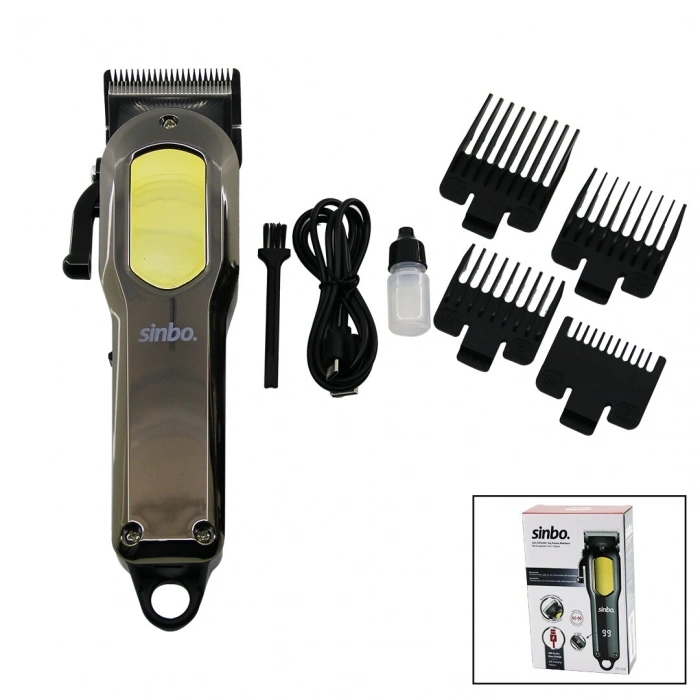 KESİM AYAR MANDALLI USB ŞARJLI - LCD GÖSTERGELİ SAÇ KESME TRAŞ MAKİNESİ GÖVDE KROM KAPLAMA SHC-4396 (4940)