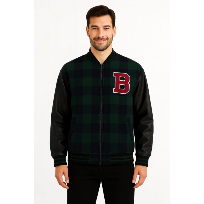 Kolları Suni Deri Içi Astarlı Oduncu Kolej Içi Ceket - Haki