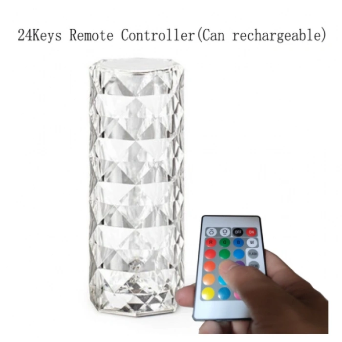 Kristal Elmas Masa Lambası 16 Renk USB Şarjlı Dokunmatik (4940)