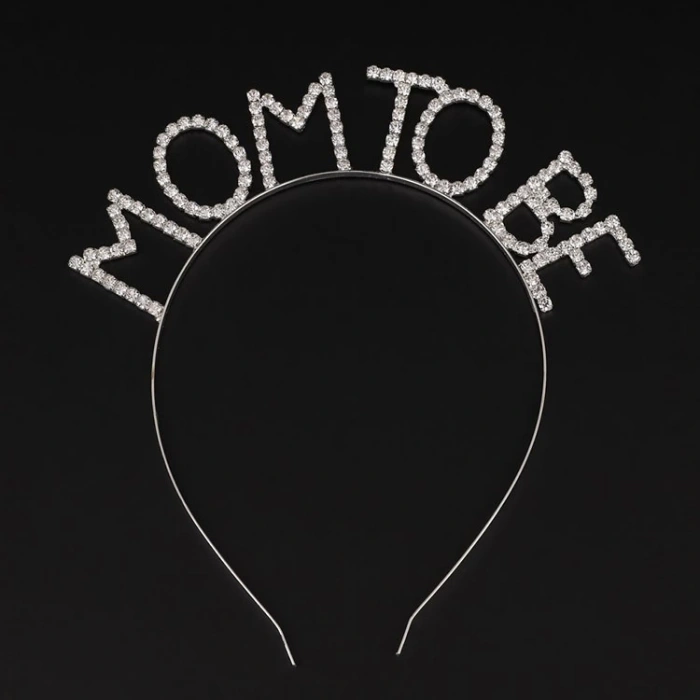 Kristal Taşlı Gümüş Renk Mom to Be Tacı Anne Tacı (4940)