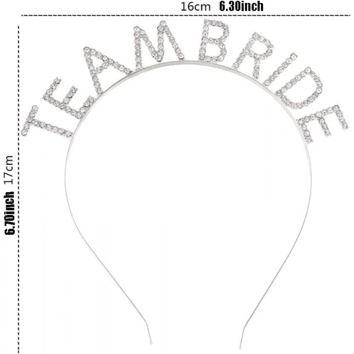 Kristal Taşlı Gümüş Renk Team Bride Gelin Tacı (4940)