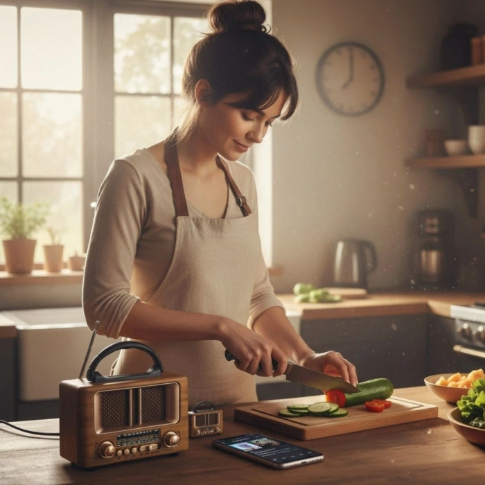 Küçük Mini Boy Retro Ahşap Tasarım Bluetooth Hoparlörlü Radyo – FM/AM Destekli, Şarjlı ve Taşınabilir Radyo NS-8108 (4940)