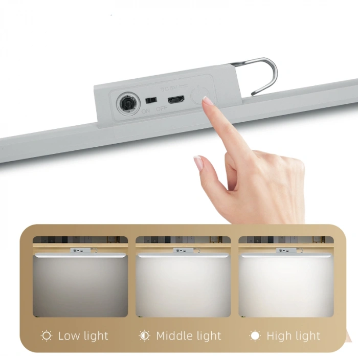 KUMANDALI - ZAMAN - IŞIK GÜCÜ AYARLI METAL ASKILI - USB ŞARJLI LAMBA FENER 20SMD LED (4940)