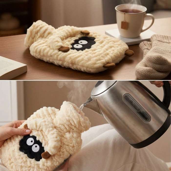 Kuzucuk Figürlü Peluş Sıcak Su Torbası 1 Lt – Yumuşak Kılıf, Uzun Süre Sıcak Tutan Termal Su Torbası (4940)