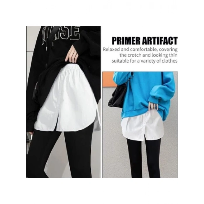 Lastikli Düğmeli Kurtarıcı Gömlek Altı Eteklik -Beyaz