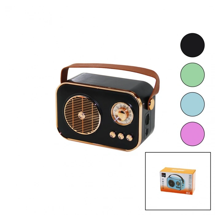 M4 PORTABLE WİRELESS HOPARLÖR - SPEAKER IŞIKLI USB ŞARJLI RENKLİ KASA - BRONZ ÇERÇEVEUSB - DC 5V - TF (4940)