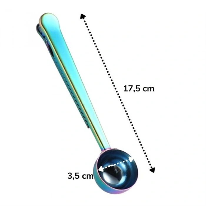 Mandallı Kahve Ölçü Kaşığı Renkli Çok Fonksiyonlu Paslanmaz Çelik Kaşık (4940)