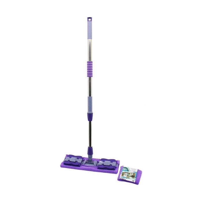 MANDALLI YÜZEY TEMİZLİK PALET MOP M.FİBER PASPAS - YEDEKLİ DUVAR SİLME MOP METAL UZAYAN SAP=70-107CM- 360° (4940)