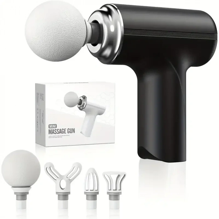 Masaj Tabancası Darbeli Titreşimli 4 Başlıklı Profesyonel Şarjlı Mini Masaj Aleti (4940)