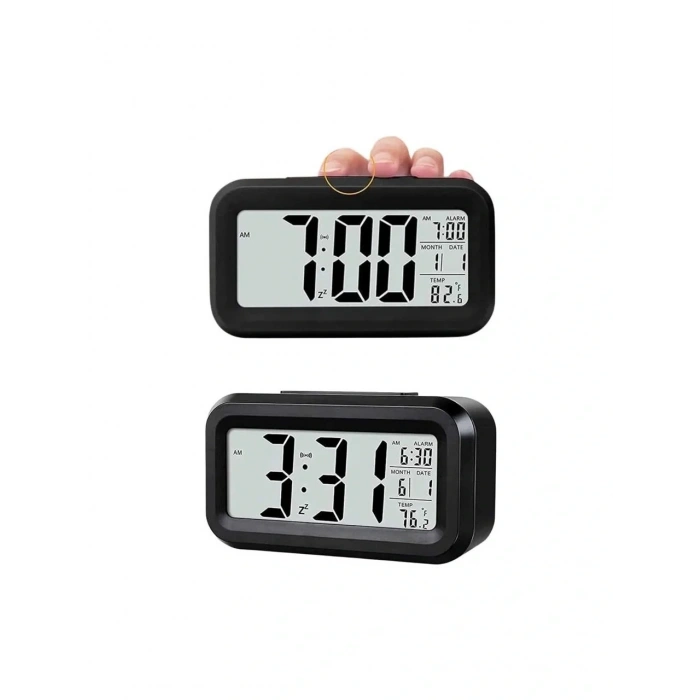 Masaüstü Saat Takvim Termometre Beyaz Siyah (4940)