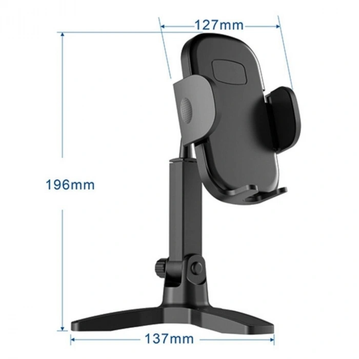 Masaüstü Telefon Standı 360 Derece Dönebilen Başlıklı Ayaklı Telefon Tripodu (4940)