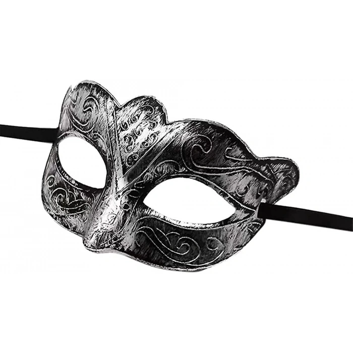 Maskeli Balo Antik Gri Gümüş Eskitilmiş Maske Balo Venedik (4940)