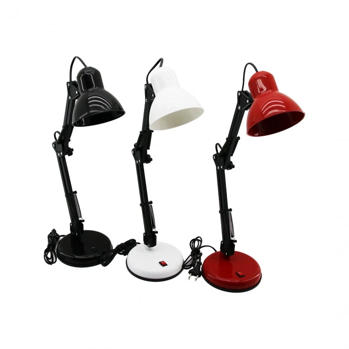 METAL AKROBAT AYAKLI ELEKTRİKLİ MASA LAMBASI RENKLİ PLASTİK TABLA - KAFA (4940)