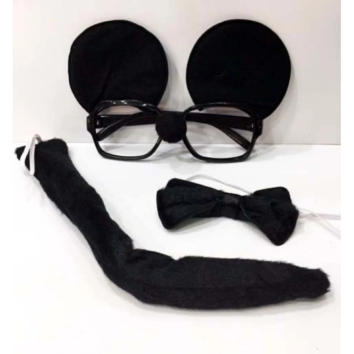Mickey Mouse Gözlüğü Papyonu Kuyruğu Seti (4940)