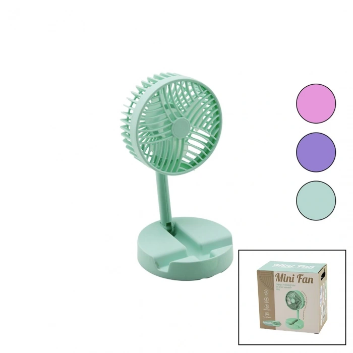 MİNİ FAN W-1630-A SDR-B07 M.ÜSTÜ VANTİLATÖR USB ŞARJLI KATLANIR FAN=12.5CM - AYAK=12.5CM 180 DERECE AYARLI TELEFONLUKLU (4940)
