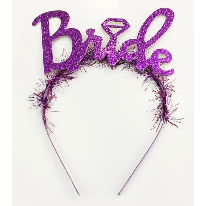 Mor Renk Bekarlığa Veda İtalik Yazı Alyanslı Bride Taç (4940)