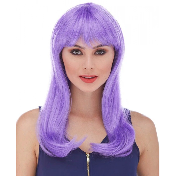 Mor Renk Uzun Düz Parti Peruğu (4940)