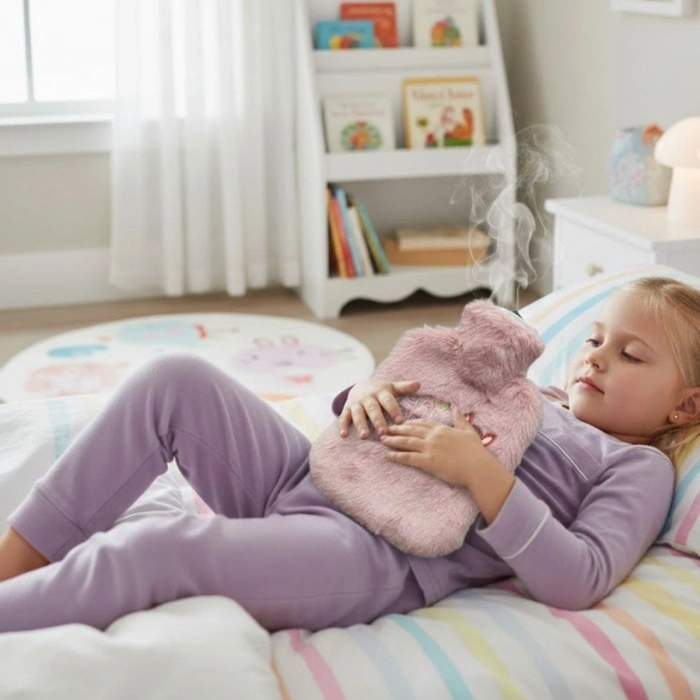 Mutlu Robot Hayvan Figürlü Pembe Peluş Sıcak Su Torbası 1 Lt – Yumuşak Kılıf, Uzun Süre Sıcak Tutan Termal Su Torbası (4940)