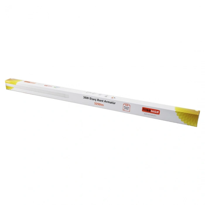 NİSALUCE EAMP-082/1 2PCS 36W - 120CM LED ETANJ BANT ARMATÜR LAMBA AMPUL BEYAZ - 6500K 3250LÜMEN MONTAJ AYAR KANALLI (4940)