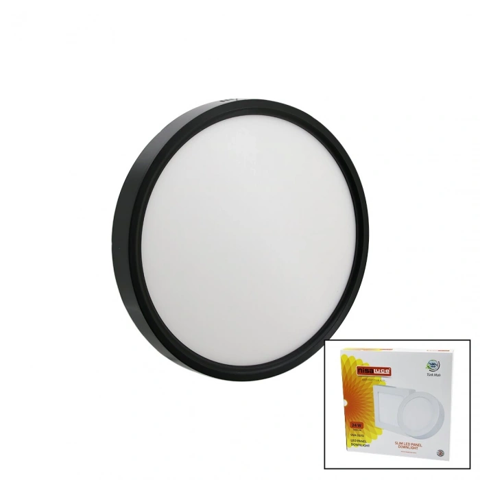 NİSALUCE EPL-24SÜ/S 24W SİYAH METAL KASA SIVA ÜSTÜ YUVARLAK LED SLİM PANEL 1680LM BEYAZ=6500K 30.000 SAAT ÖMÜR (4940)