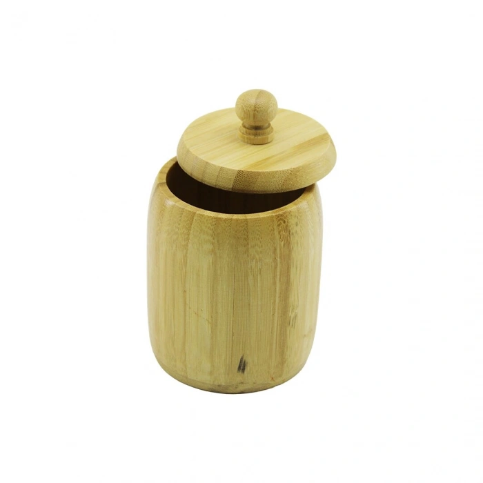 NO-8 AHŞAP - BAMBU ŞEKERLİK KAPAKLI ÇAP: 7.5CM DERİNLİK: 8.5CM (4940)