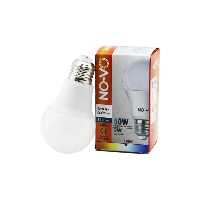 NO-VO 9W=60W E27 BEYAZ LED AMPUL 6500K - 810Lm (4940)
