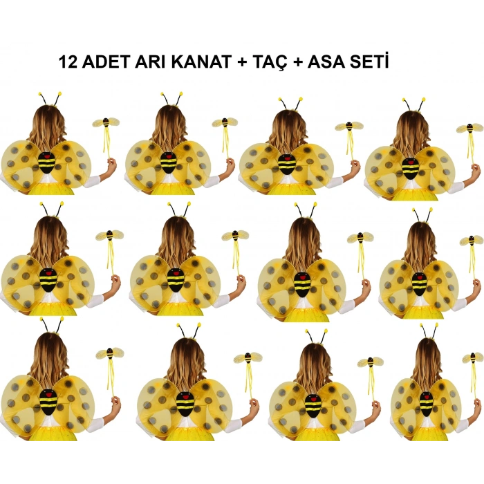Okul Gösterileri için 12'li Arı Kanadı Seti - Etkinlik Kanatları (4940)
