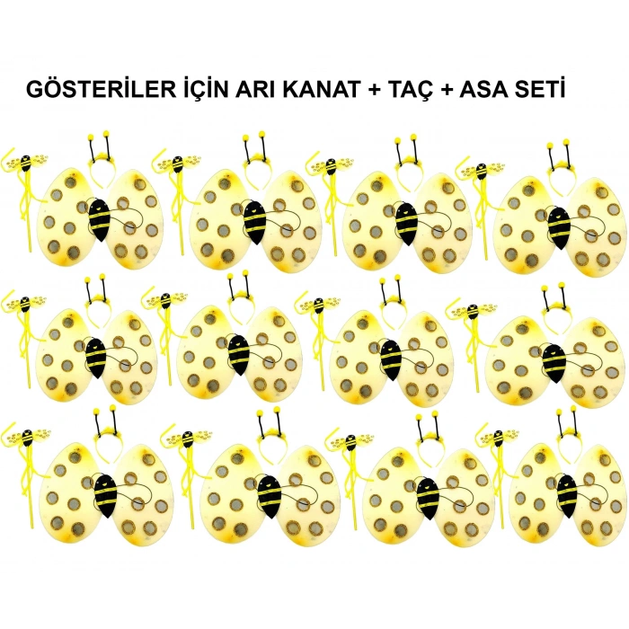 Okul Gösterileri için 12'li Arı Kanadı Seti - Etkinlik Kanatları (4940)