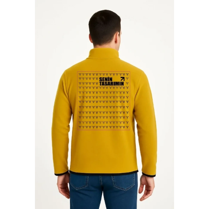 Ön Arka Polar Kazak Dik Yaka - Sarı