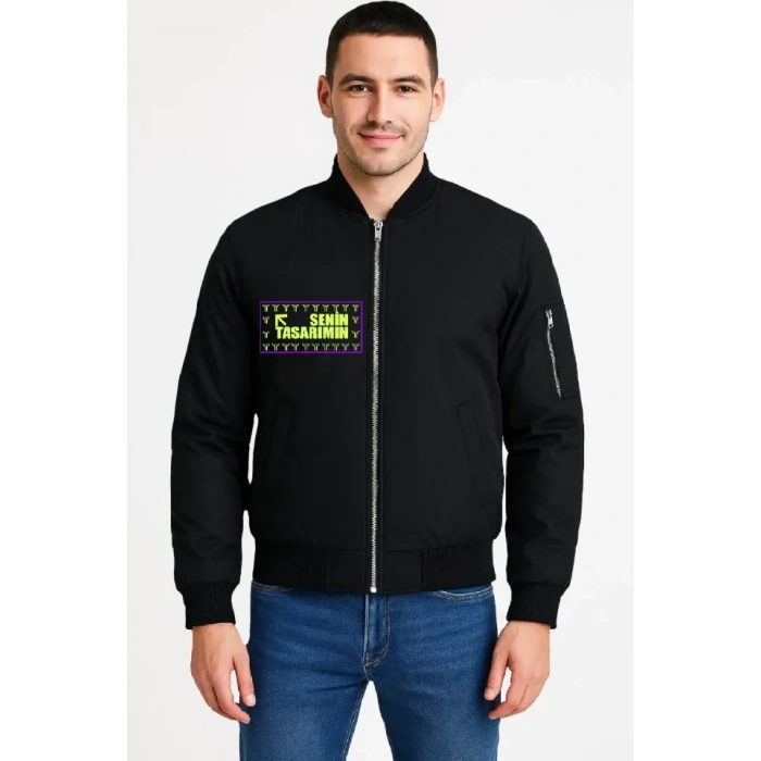 Ön Bomber Ceket - Siyah