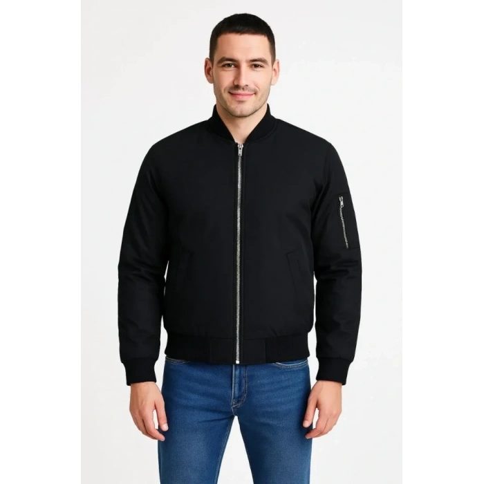 Ön Bomber Ceket - Siyah