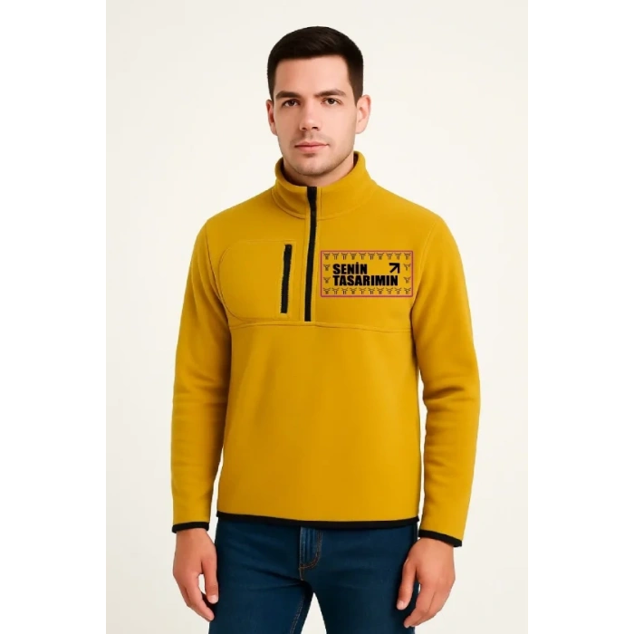 Ön Polar Kazak Dik Yaka - Sarı