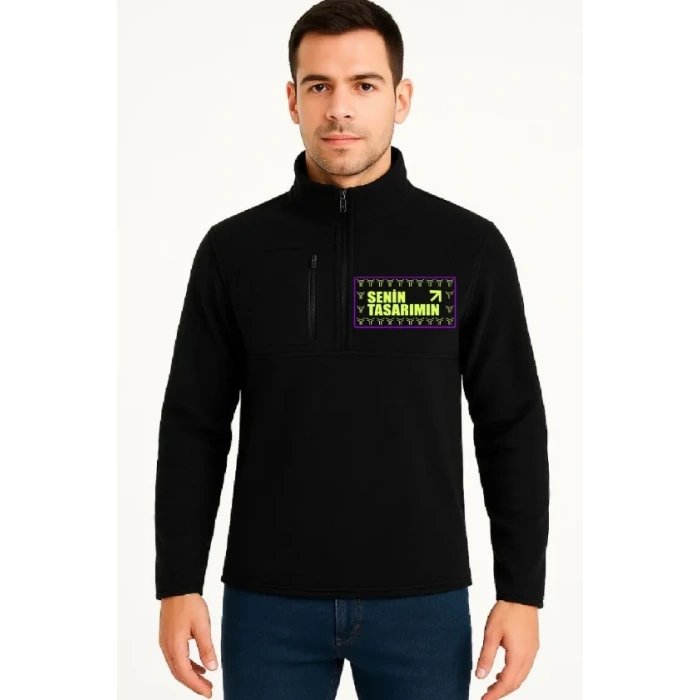 Ön Polar Kazak Dik Yaka - Siyah