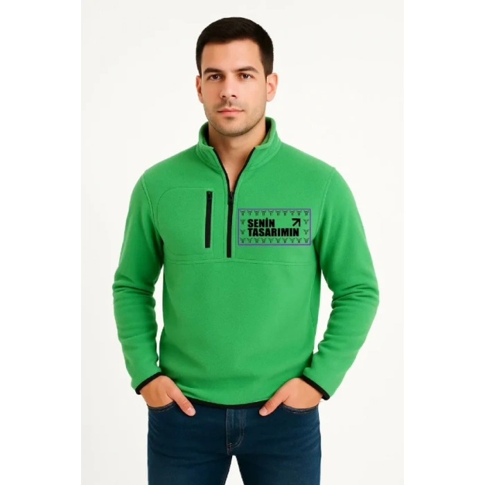 Ön Polar Kazak Dik Yaka - Yeşil