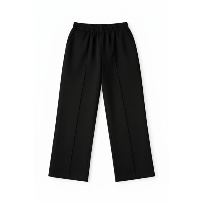 Osy Modal Yumuşak Dokulu Kumaş Tesettür Cepli Tunik Pantolon Takım - Siyah