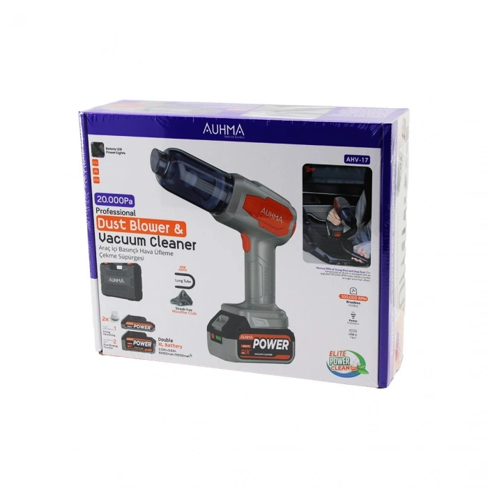 OTO ARAÇ TYPE-C SARJLI EL TİPİ BASINÇLI HAVA ÜFLEME - SÜPÜRGE MAKİNE YEDEK BATARYA - 2 X FİLTRE MİKROFİBER BEZ 8 BAŞLIK 120W AHV-17 (4940)