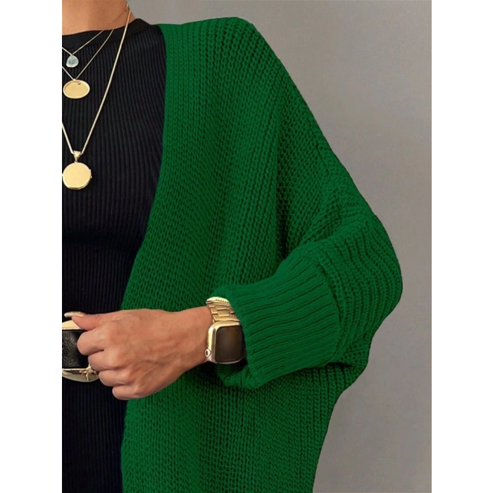 Oversize Kalıp Cepli Salaş Triko Hırka