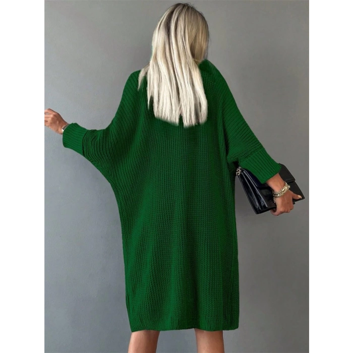 Oversize Kalıp Cepli Salaş Triko Hırka