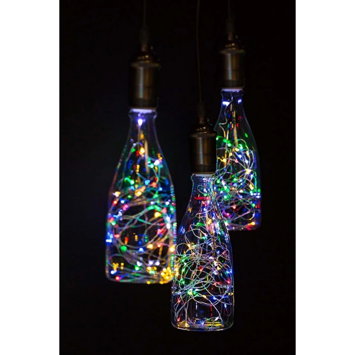 Pilli Renkli Peri Led Işık Dekoratif Aydınlatma 5 Metre RGB Led (4940)